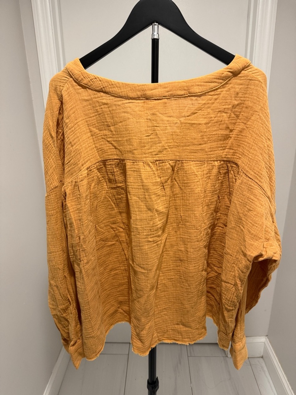 ANDREE BY UNIT Mustard Button-Front Gauze Shirt - Picture 5 of 7
